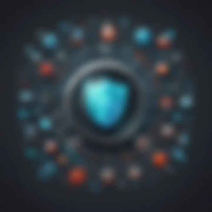 Abstract Technology Background with Antivirus Icons