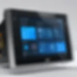 Close-up view of the ADT touch screen displaying an interface