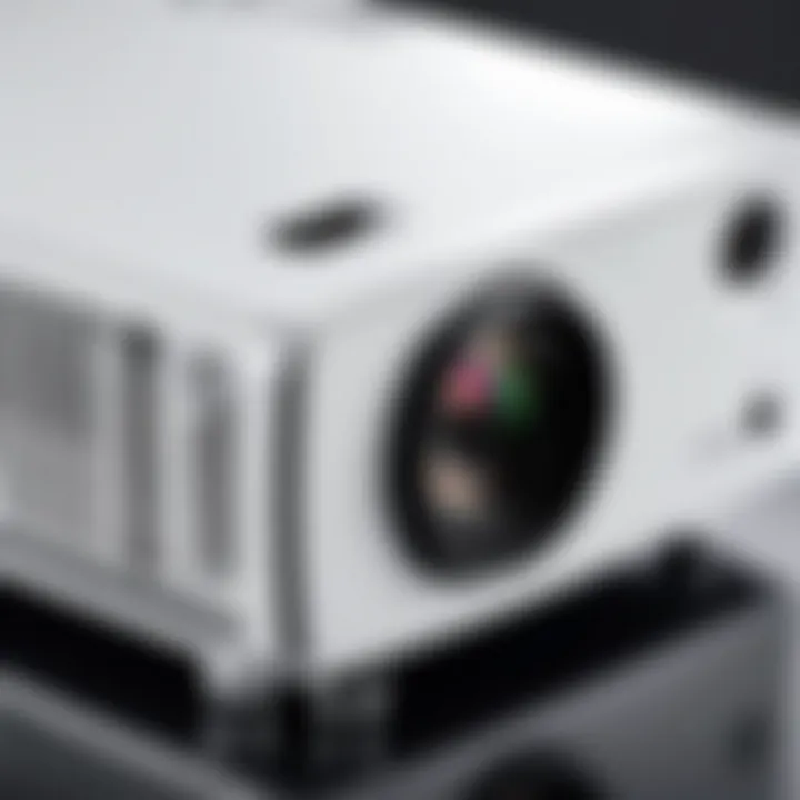 Close-up of a budget LED projector showcasing its design