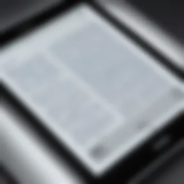 E Ink Display of Amazon Kindle Close-up of Kindle's E Ink display demonstrating its clarity and readability under various lighting conditions.