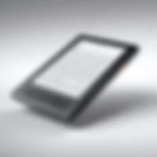 Sleek design of the Amazon Kindle showcasing its lightweight body and minimalist aesthetics.