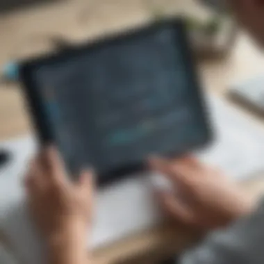 Analyzing Cell Phone Plan Features A person analyzing cell phone plan features on a tablet