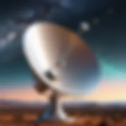 A satellite dish receiving signals from space