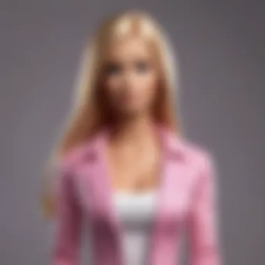 Finished Design on Miniature Mannequin Finished Barbie clothes design displayed on a miniature mannequin