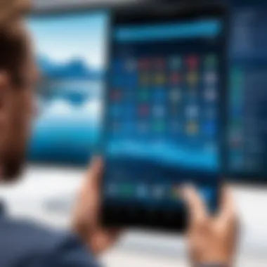 Enhanced Productivity with Big Screen Android Phones User interacting with a big screen Android phone showcasing productivity apps