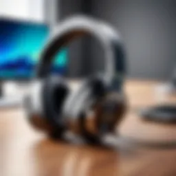 High-quality headphones with microphone on a desk