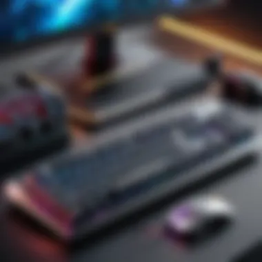 Complete Gaming Setup with Mechanical Keyboard A gaming setup featuring a mechanical keyboard and mouse