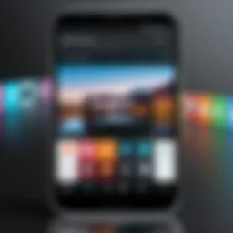Android device displaying a music app alongside a camera interface