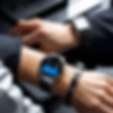 User interacting with the Casio Android watch, demonstrating its intuitive interface and functionality.