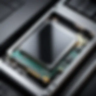 Sleek SSD Mounted in Computer Setup A sleek SSD mounted in a computer setup, showcasing advanced technology.