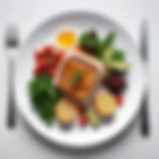 Artistic depiction of a gourmet meal arrangement