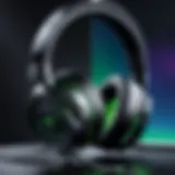 Close-up of Razer headset showcasing audio drivers