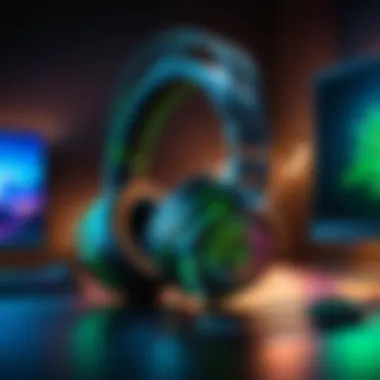 Razer headset on a gaming setup with vibrant lighting