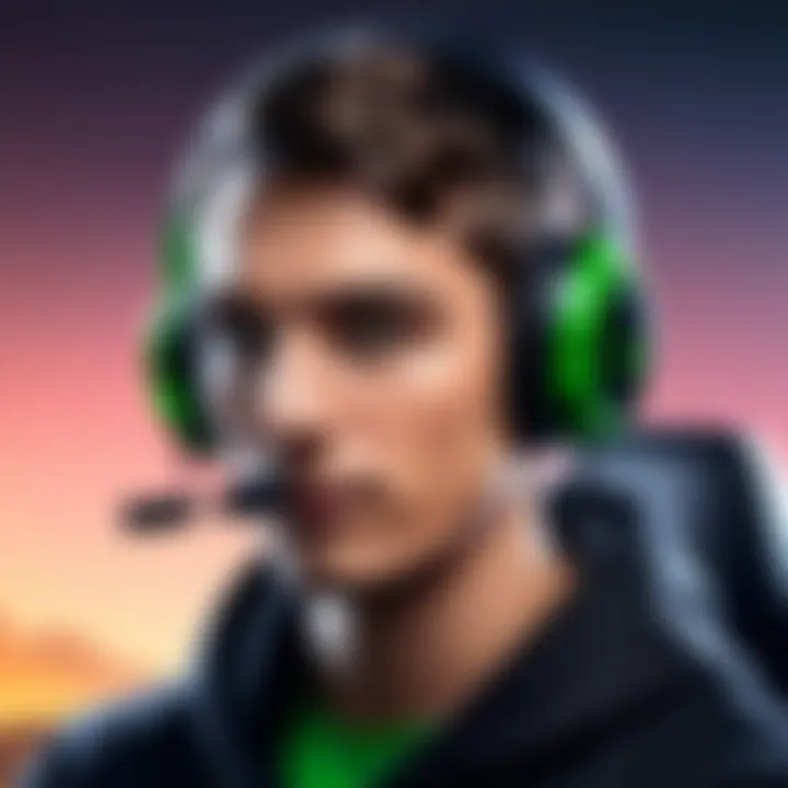 User comfortably wearing Razer headset while gaming