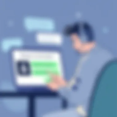 Interacting with IPVanish Live Chat Support An illustration of a user interacting with IPVanish live chat support