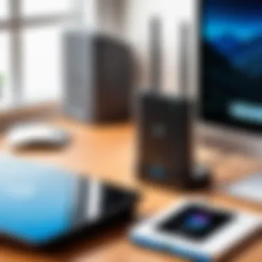 Nighthawk WiFi Extender Setup Nighthawk WiFi extender on a desk with a laptop