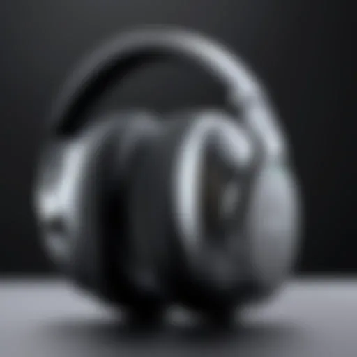 A close-up of the cushioned ear pads of an over-ear wireless headset highlighting comfort and design.