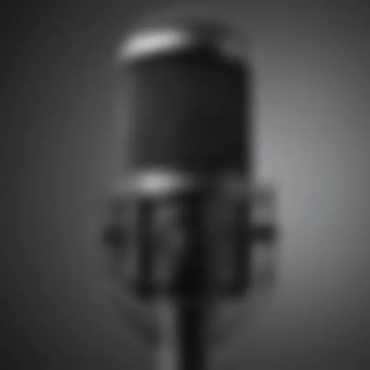 Close-up of a high-end condenser microphone for YouTube content creation