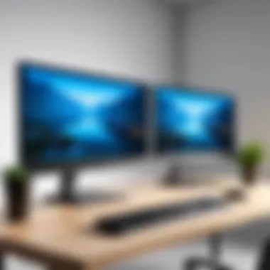 Maximizing Efficiency with Dual Monitor Configuration Illustration showcasing enhanced productivity with dual monitors