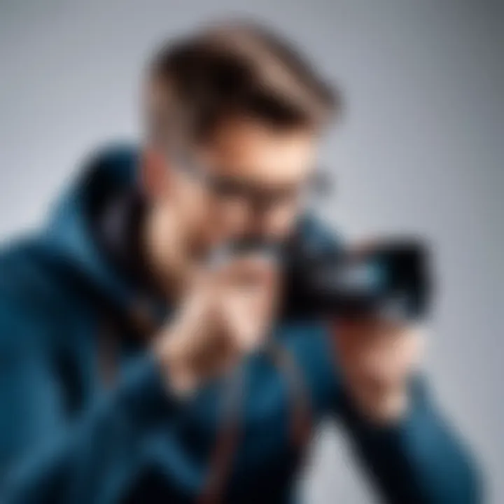 A photographer utilizing a digital camera in a dynamic setting