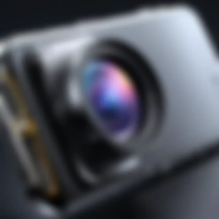 Close-up of a smartphone showcasing its advanced camera features
