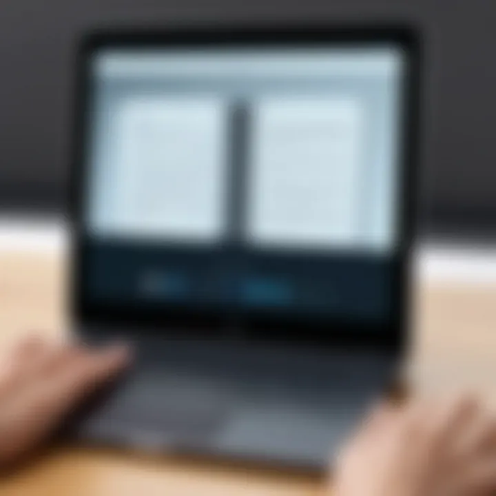 User engaging with an ebook reader application on a personal computer.