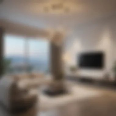 Elegant Pendant Lights Elegant pendant lights adding a touch of luxury to the TV area
