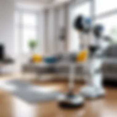Consumer Insights: Evaluating Cleaning Robots Consumer reviewing specifications of a vacuum and mop robot