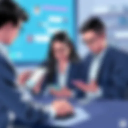 A team collaborating using a messaging app on their devices