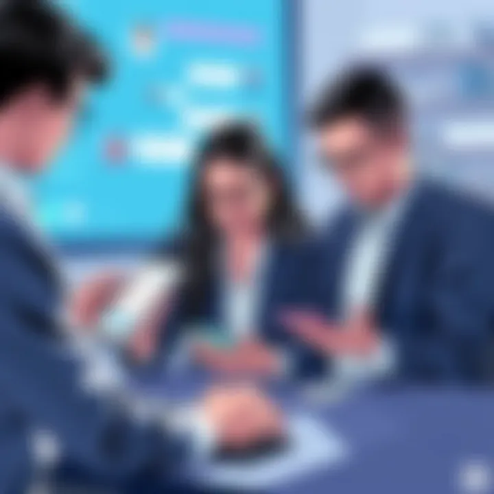 A team collaborating using a messaging app on their devices