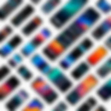 Diverse Mid-Range Smartphone Selection Showcasing a selection of mid-range smartphones on a reflective surface