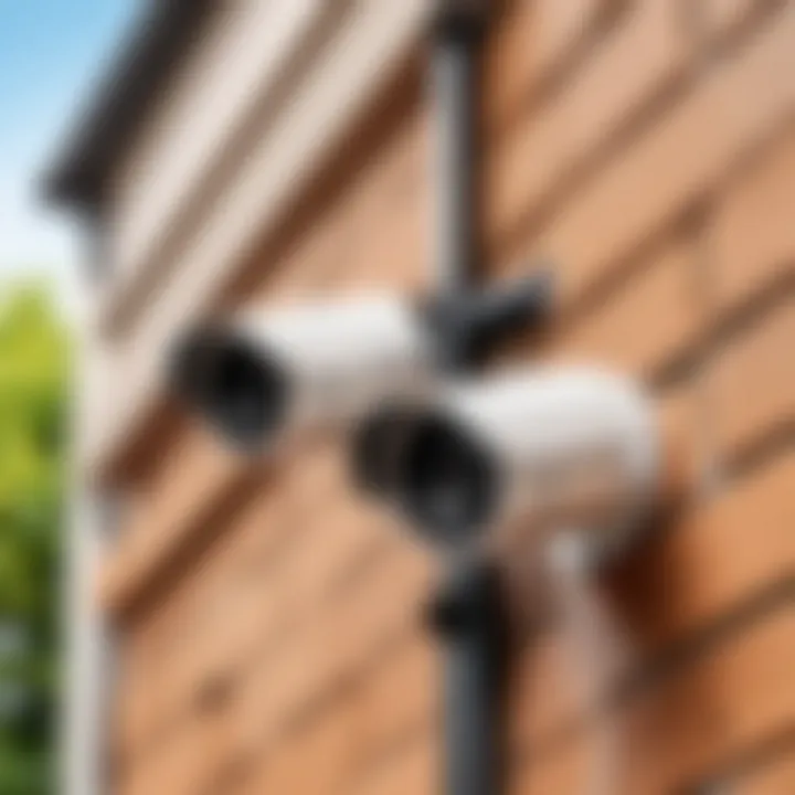 Installation of a wired outdoor security camera on a wall