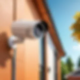 Wired outdoor security camera setup in a residential area