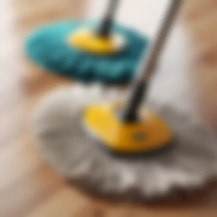 Various types of floor mops displayed for comparison
