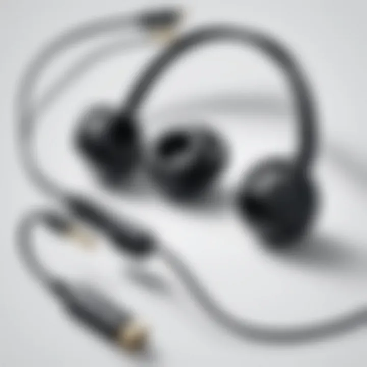 Wireless in-ear headphones connected to various devices illustrating connectivity options