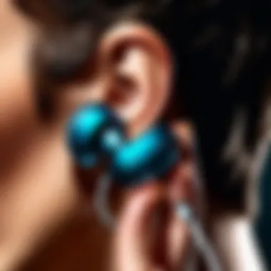 Close-up of wireless in-ear headphones highlighting sound quality features