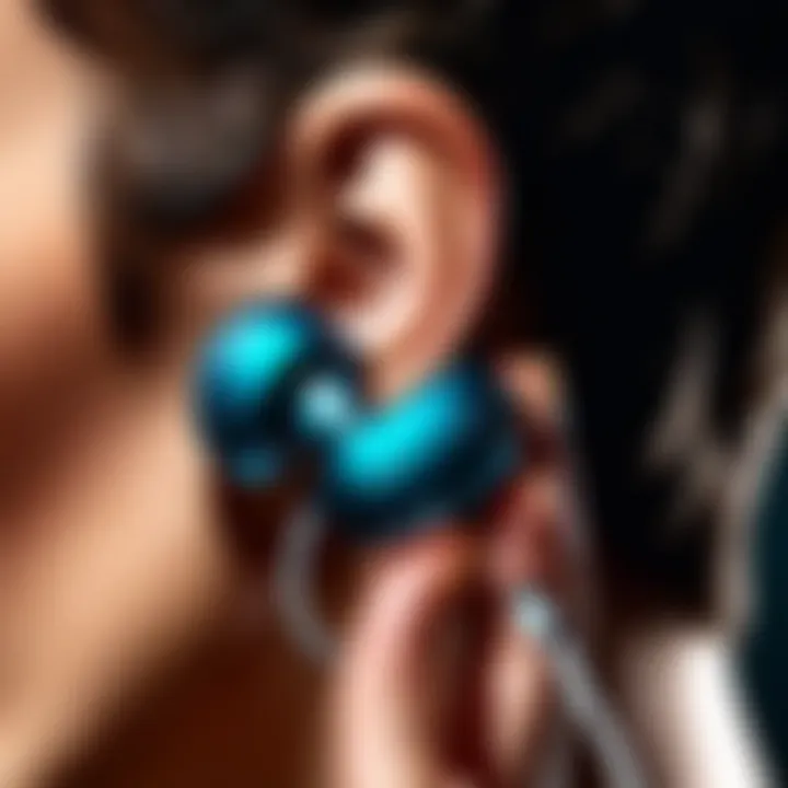 Close-up of wireless in-ear headphones highlighting sound quality features