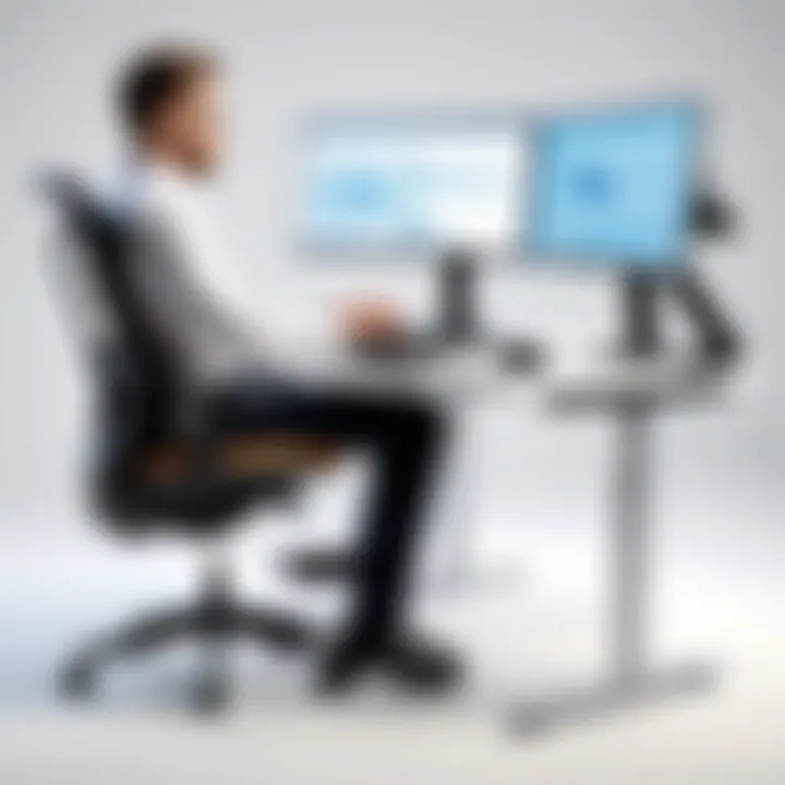 IT professional using an ergonomic chair at a desk