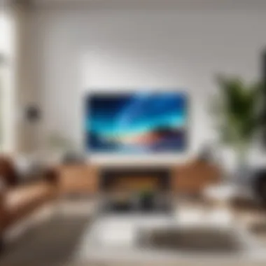 Harmonizing Technology and Art in Living Spaces Samsung Frame TV in a modern living room setting, enhancing the aesthetic.