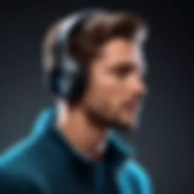 Immersive Audio Experience with Wireless Headphones A person experiencing immersive sound quality while using wireless headphones with a microphone