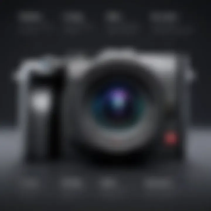 Close-up of camera features and specifications