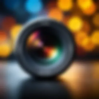 Creative shot of a Canon lens with bokeh effect in the background