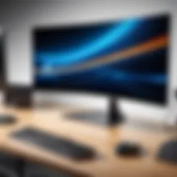 Elegant design of a modern curved ultrawide monitor