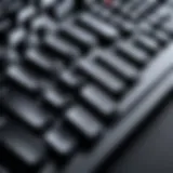 Close-up of a DEX keyboard showcasing its ergonomic design and advanced features.