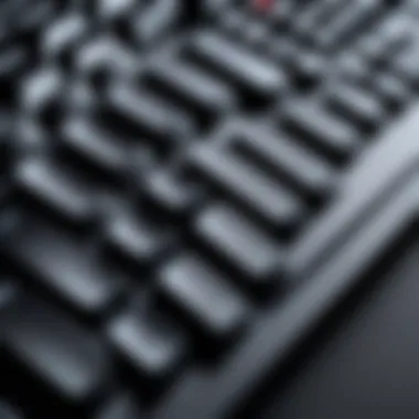 Close-up of a DEX keyboard showcasing its ergonomic design and advanced features.