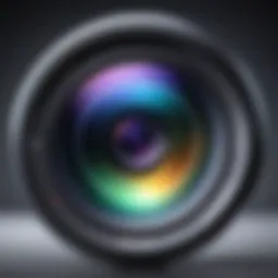 A close-up of a camera lens capturing intricate details.