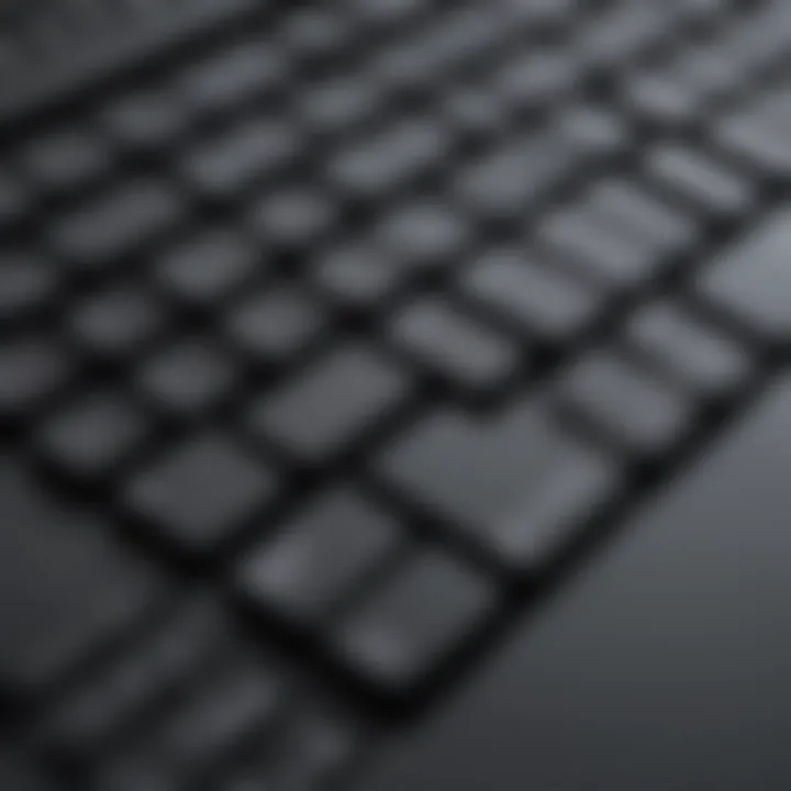 Close-up of small screen laptop keyboard