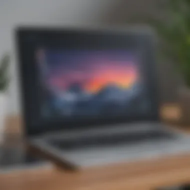 Small Screen Laptop in a Modern Workspace Small screen laptop in a modern workspace