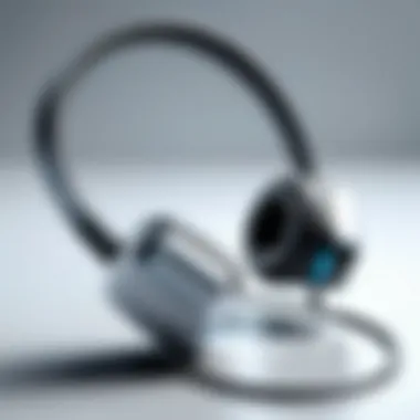 Modern Bluetooth Head Earphones Technology Modern Bluetooth head earphones illustrating current technology and design
