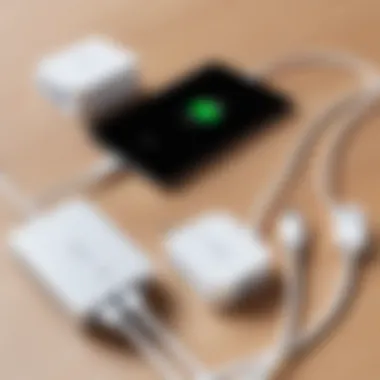 Comparison of various iPad chargers on a table